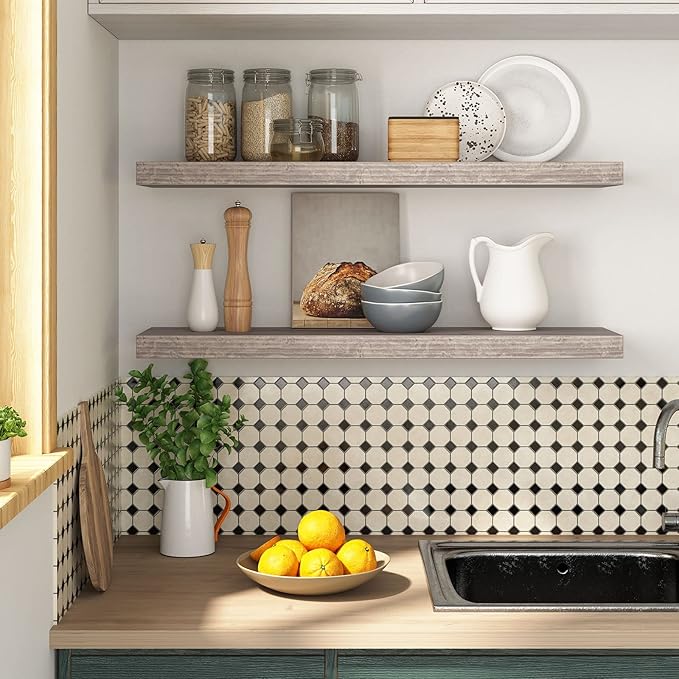HOOBRO Floating Shelves for Wall, Wall Mounted Shelf Set of 2, 31.5" Hanging Shelf with Invisible Brackets, for Wall in Bathroom, Bedroom, Toilet, Kitchen, Living Room, Office, Greige BG80BJP201-NeatNest