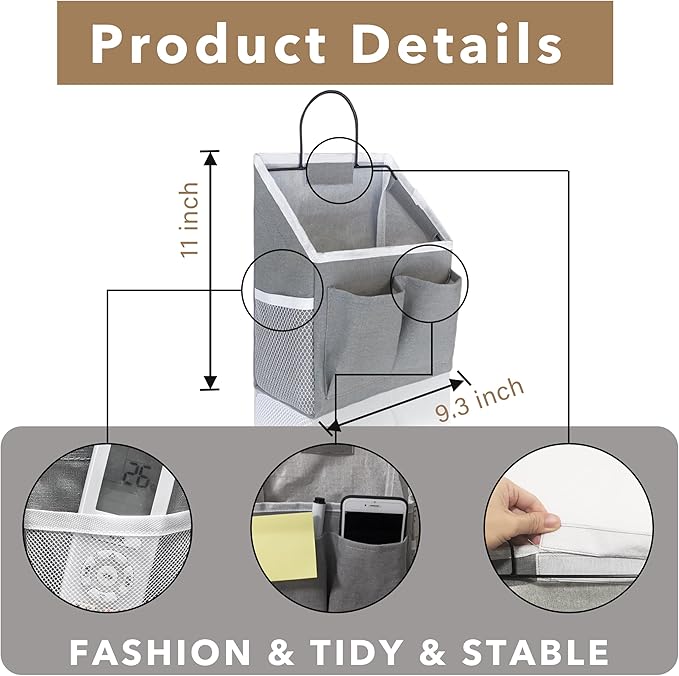 1pcs Small Wall Hanging Baskets for Organizing, Hanging Storage Bag as Over the Door Organizer, Wall File Organizer, Rv Storage and Organization. For Bedroom, Office, Camper (1pcs Gray)-NeatNest