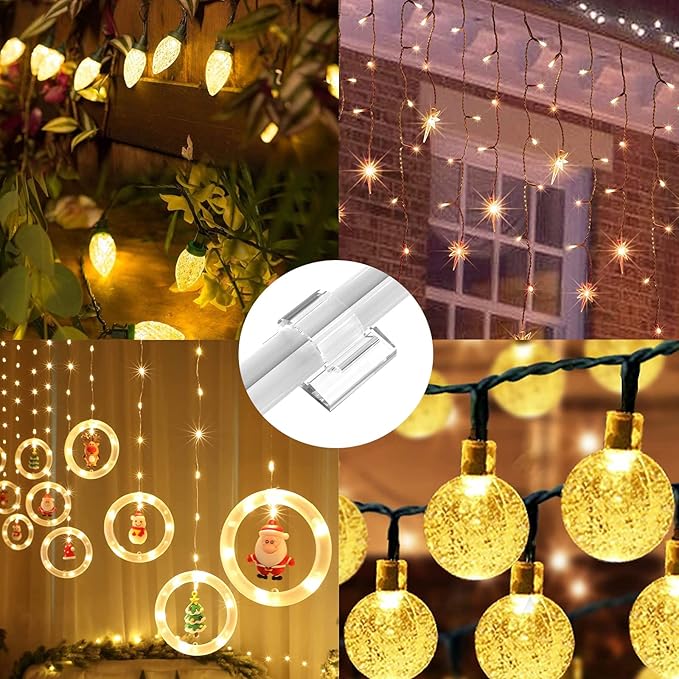 Adhesive Cable Clips Cord Organizer Clear (45 PCS, Large), Outdoor Light Clips for Christmas String Lights, Wall Wire Holder Clips for Ethernet Cable Management Under Desk, Led Light Hooks-NeatNest