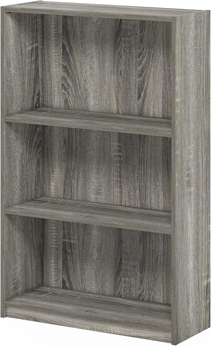 FURINNO JAYA Simple Home 3-Tier Adjustable Shelf Bookcase, French Oak Grey