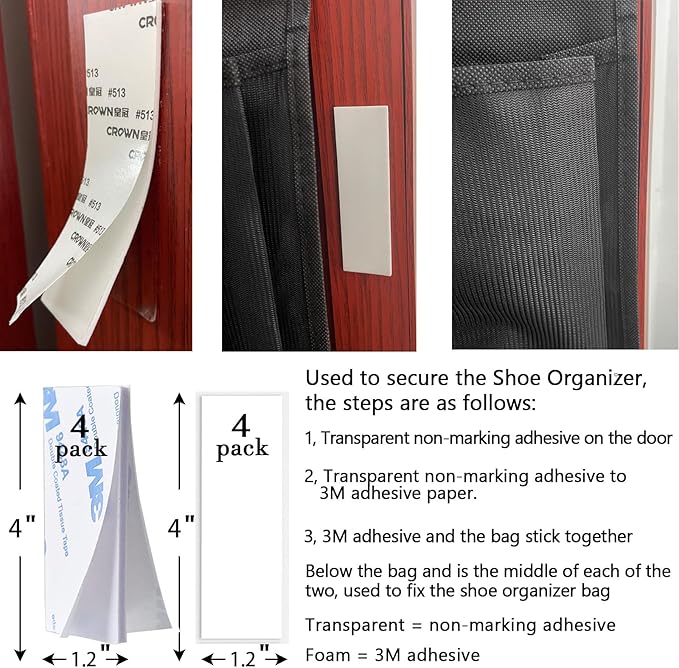 35 Pocket Over The Door Shoe Organizer, Door Hanging Storage Shoe Holder Rack for Large Capacity Shoe Organizer for Men and Women Kids Closet Bedroom Bathroom (Black)-NeatNest