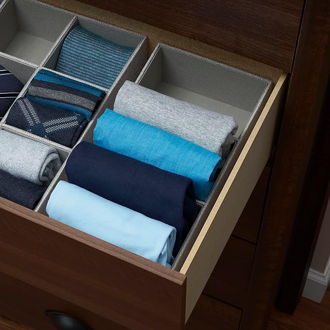 Household Essentials Grey 727-1 Deep 3 Section Drawer Organizer Box for Storage | 12 in x 6.13 in x 3.13-NeatNest