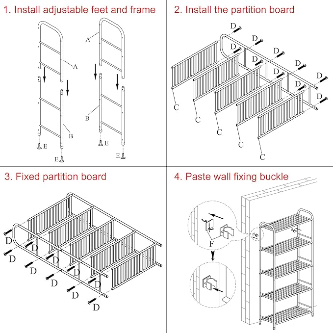 JSB 5-Tier Adjustable Shelving Unit, Heavy Duty Storage Rack Organizer Metal Corner Shelf for Kitchen Living Room Laundry Pantry Bathroom (White, 5 Tier)-NeatNest
