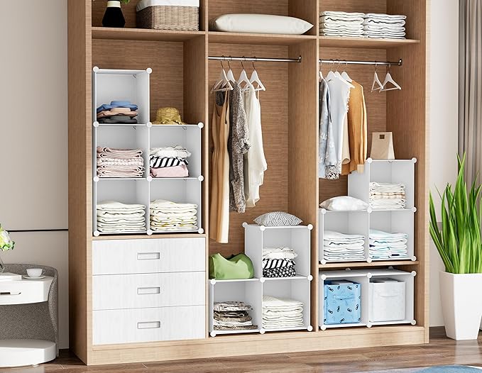 HOMIDEC 20-Cube Storage Shelf, Storage Bookcase Bookshelf with Metal Hammer, Storage Cubes Organizer Cabinet for Kids, Closet, Bedroom, Bathroom, (11.8x11.8x11.8 inch)-NeatNest
