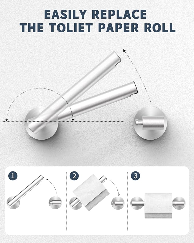 Bathroom Toilet Paper Holder Wall Mount SUS304 Stainless Steel Double Post Pivoting Toilet Paper Roll Holder Wall Mounted for Bathroom RV Commercial Toilet Tissue Dispensers, Brushed Nickel