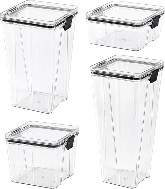 Food Storage Containers 4pack Plastic BPA Free shatterproof Freezeable Dishwasher Washable Environmentally Friendly and Recyclable Sealed Storage Containers Food Storage