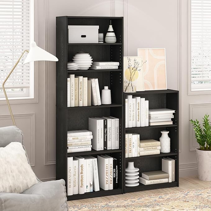 FURINNO JAYA Simple Home 3-Tier Adjustable Shelf Bookcase, Black