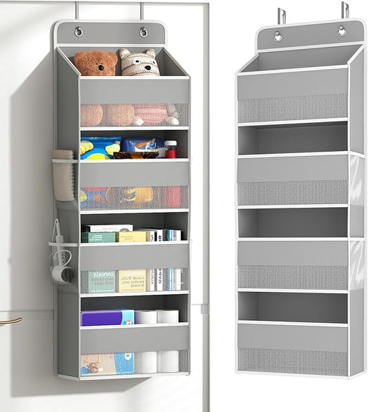 1 PC 4-Tier Over the Door Organizer, Heavy-Duty Large Deep Pocket Hanging With 4 Large Front & 4 Side Pockets With for Pantry, Kitchen, Bathroom, Dorm, Grey