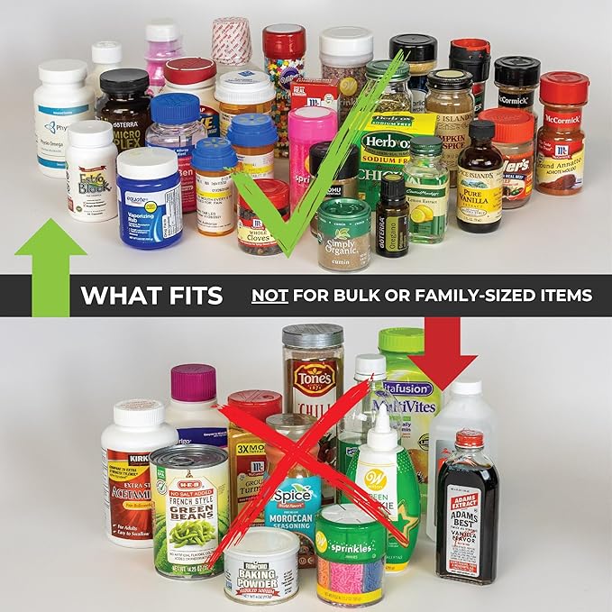 Cabinet Caddy Spice Rack Organizer for Cabinet - Slide & Rotate Kitchen Organizers and Storage - 2 Double-Decker Shelves - Non-Skid Base - Magnetic Modular Design - 10.8" H x 5.25" W x 10.8" D-NeatNest