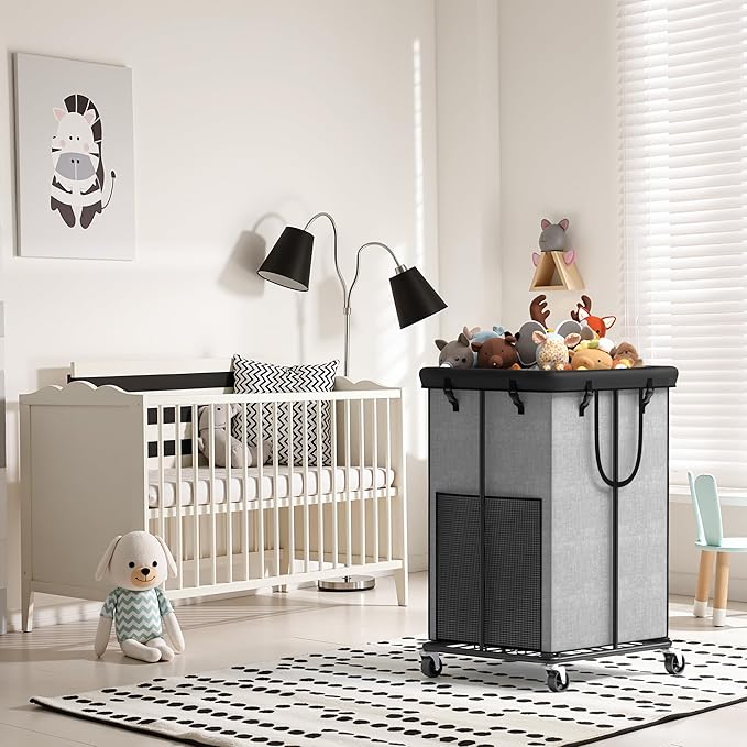 Laundry Basket 150L (39.6 gallons), Oxford Fabric Laundry Hampers, Metal Frame and Removable Bag Design with Wheels, Suitable for Bedroom, Bathroom, Dorm Room, Laundry Room (Cationic)