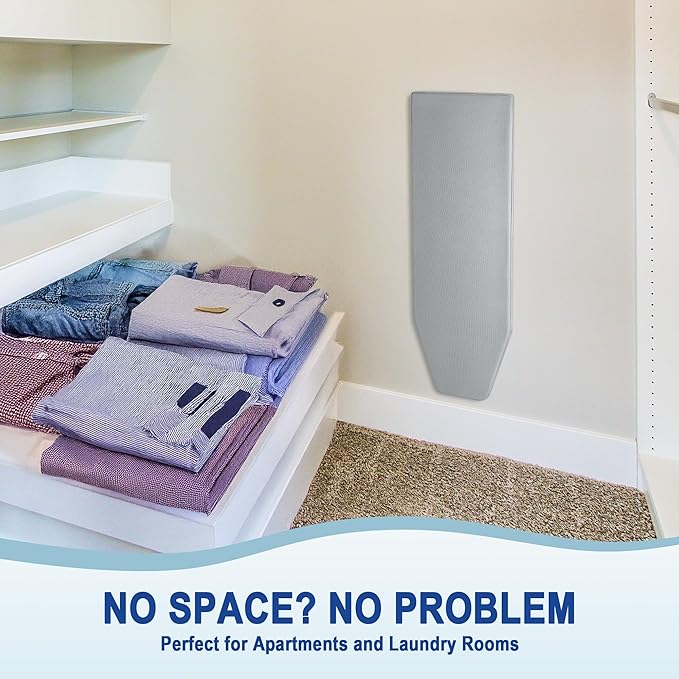 Wall Mounted Ironing Board - Fold Out Ironing Board Wall Mount with Removable Cover - Foldable Compact - Foldable - for Laundry Rooms, Bedrooms, Cabinet