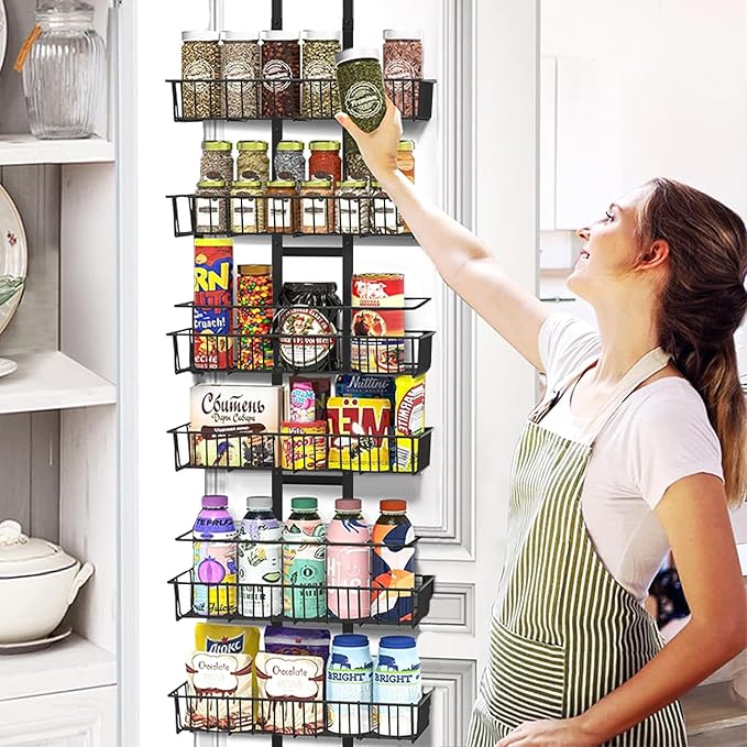 8-Tier Over the Door Pantry Organizer, Heavy-Duty Metal with 8 Baskets, Hanging Storage and Organization, Spice Rack for Kitchen Organizers and Storage, Home Storage, BedRoom