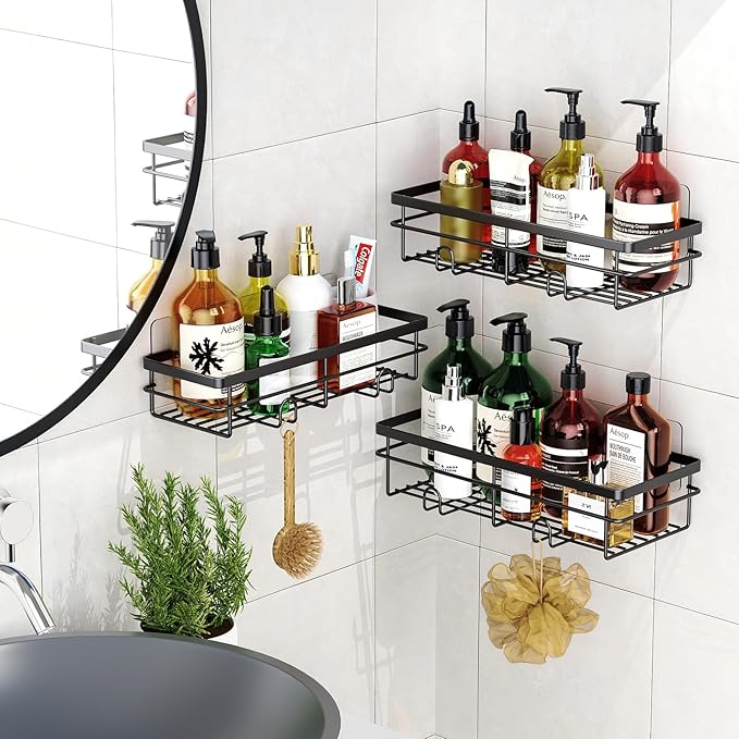 Uamector Shower Caddy Organizer Rustproof - Bathroom Shelves Rack for Home Decor & Storage - Adhesive Wall Shampoo Holders for Inside - Bath Tub Organization
