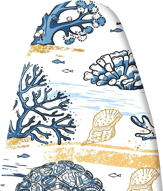 Extra Thick Ironing Board Cover and Pad, 15x54 Ironing Board Cover, Resist Scorching and Staining,Elastic Edges,Coral Nautical