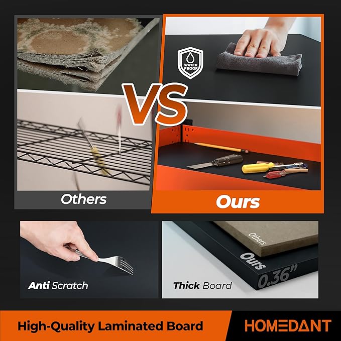 HOMEDANT House 5-Tier Orange-Black 48.1" W x 16.5" D x 71.3" H Laminated Metal Shelving Unit Adjustable Storage Utility Rack Heavy Duty Shelves Organization Shelf Kitchen Garage Pantry Closet 1Pack-NeatNest