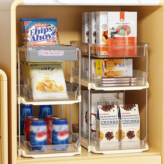 Delamu 2 Sets of 3-Tier Bathroom Under Sink Organizers and Storage, Multi-Purpose Stackable Pantry Organization and Storage, Beige-NeatNest