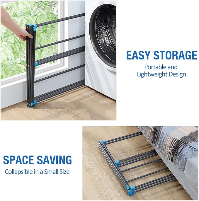 APEXCHASER Foldable Drying Rack Clothing, Metal Laundry Drying Rack Collapsible for Clothes Towel, Clothes Horse for Indoor Outdoor Laundry Room Aparment, Graphite