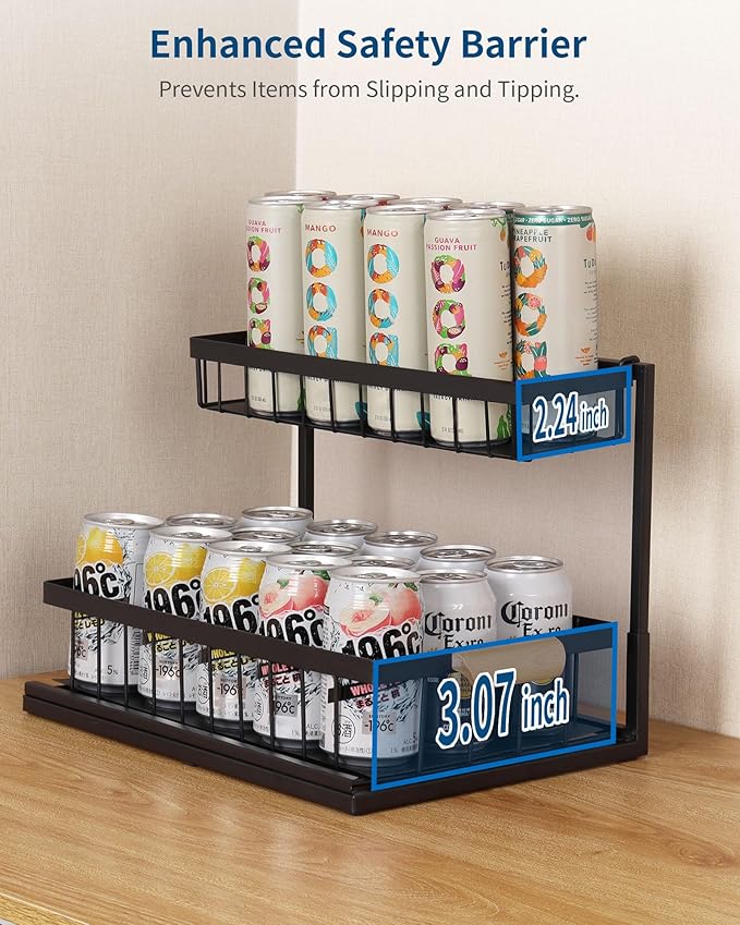 2 Pack Under Sink Organizer,Metal Pull Out Kitchen Cabinet Organizer with Sliding Drawer,Sturdy Multi-Functional for Bathroom Kitchen Organization,Black-NeatNest