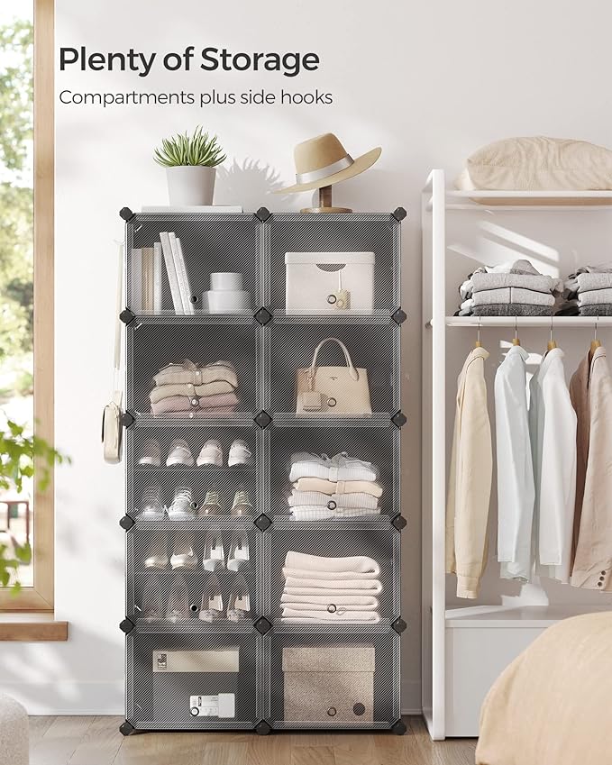 SONGMICS Shoe Rack Organizer, 10-Tier Shoe Storage Cabinet for Closet and Entryway, Holds 40 Pairs of Shoes, Adjustable, Black ULPC035B01-NeatNest