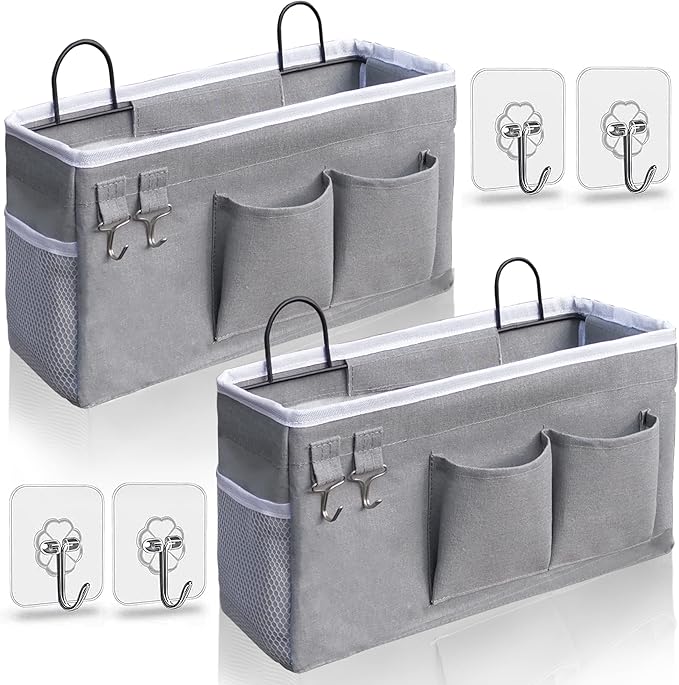 2pcs Hanging Baskets for Organizing,Fabric Wall storage Basket,Wall Organizer for Closet,Kitchen, Bedroom, Office, RV Camper,Locker (Gray)-NeatNest