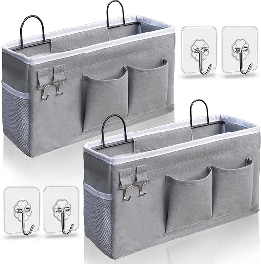 2pcs Hanging Baskets for Organizing,Fabric Wall storage Basket,Wall Organizer for Closet,Kitchen, Bedroom, Office, RV Camper,Locker (Gray)-NeatNest