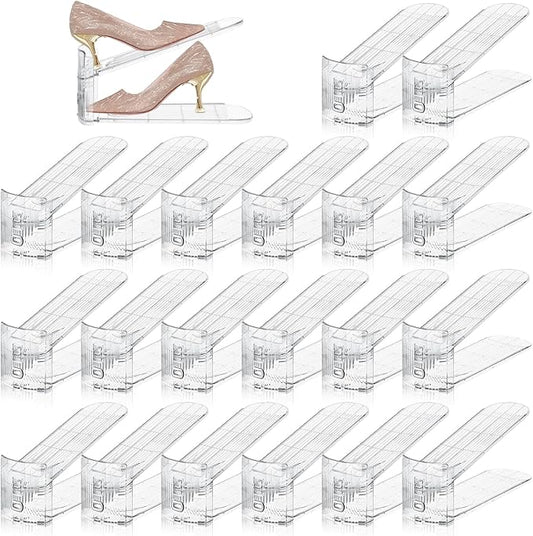 Shoe Slots Organizer,20 PACK Transparent Shoe Stacker Adjustable Shoe Slot Organizer Space Saver Shoe Rack Holder Shoe Storage Organizers for Closet,Transparent-NeatNest