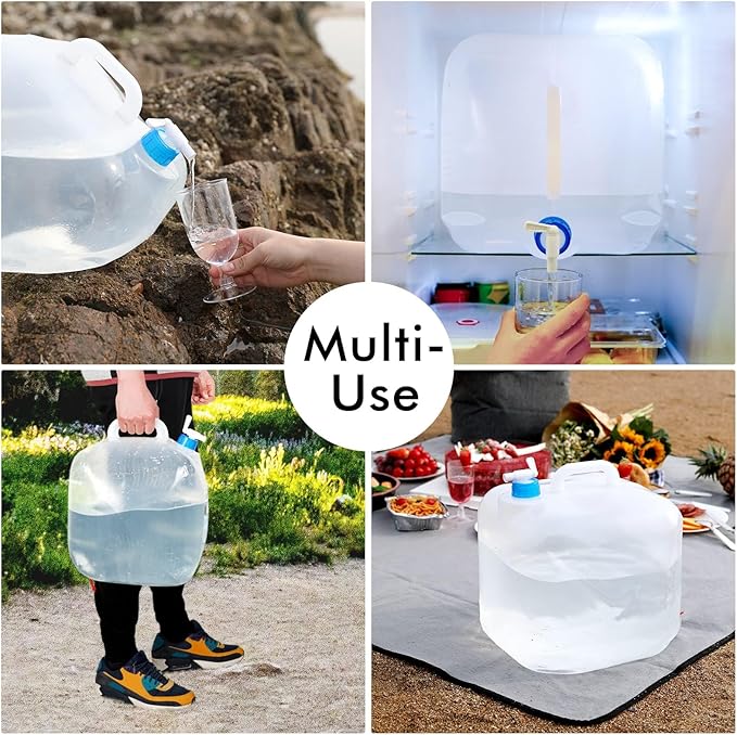 INNO STAGE 2 PACK Collapsible Water Container 5.3 Gallon with Spigot, Camping Water Storage Carrier Jug for Outdoors Hiking, Foldable Portable Water Canteen
