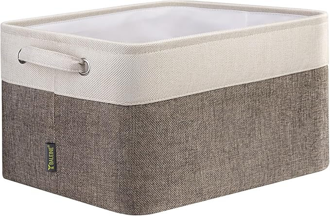 BALEINE 1 Pack Fabric Storage Bins for Shelves, Linen Storage Baskets for Organizing, Decorative Closet Bins for Clothes, Home (Brown, 15''x11''x9.5'')-NeatNest