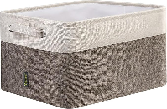 BALEINE 1 Pack Fabric Storage Bins for Shelves, Linen Storage Baskets for Organizing, Decorative Closet Bins for Clothes, Home (Brown, 15''x11''x9.5'')-NeatNest