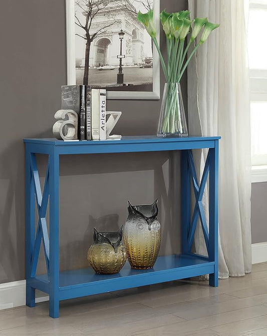 Convenience Concepts Oxford Console Table 39.5" - Sofa Table with Storage Shelf, Transitional Entryway Hall Table for Living Room and Bedroom, Display Foyer Table, Teal Blue-NeatNest