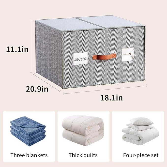 2 Pack Large Storage Bags for Comforters & Blankets, 70L Heavy-Duty blanket Organizers with Reinforced Walls ，Foldable 21"x18"x11" Space-Saving Design for Bedding Storage & sheet storage-NeatNest