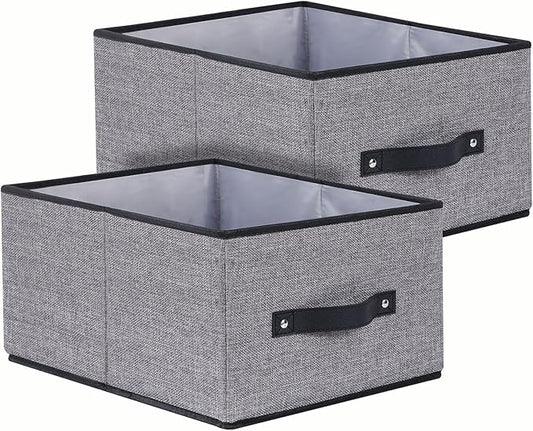 Foldable Clothes Boxes, Closet Bin with Handles, Fabric Storage Baskets for Drawers, Bins for Organizing Shelves, 13 × 9.1 × 5.5 inch, 2 Pack, Gray-NeatNest
