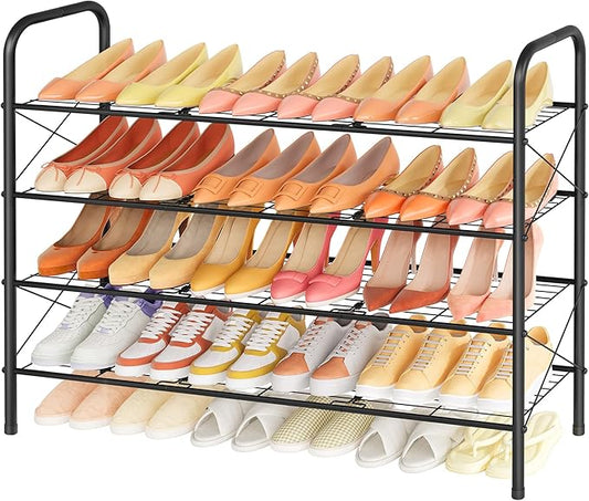 Hoctieon 4 Tier Mesh Style Shoe Rack, Entryway Shoe Shelf, Shoe Storage Organizer, Shoe Rack for Closet, Space Save for Bathroom, Garage, Hallway, Bedroom, Living Room, Black-NeatNest