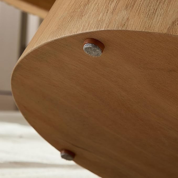 kevinplus 47.24'' Oval Coffee Table for Living Room, Modern Mid-Century Pedestal Wood Coffee Table, Easy Assembly, Oak