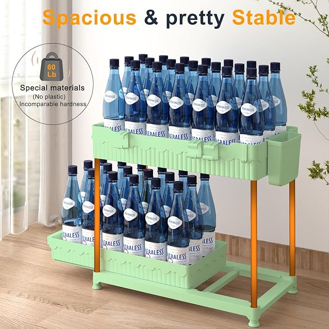3 Pack Under Sink Organizers, 2-Tier Multi-Use Kitchen and Bathroom Organizers and Storage with Sliding Drawers，Bathroom Cabinet Organizer (Green, 12.8 Inch)-NeatNest