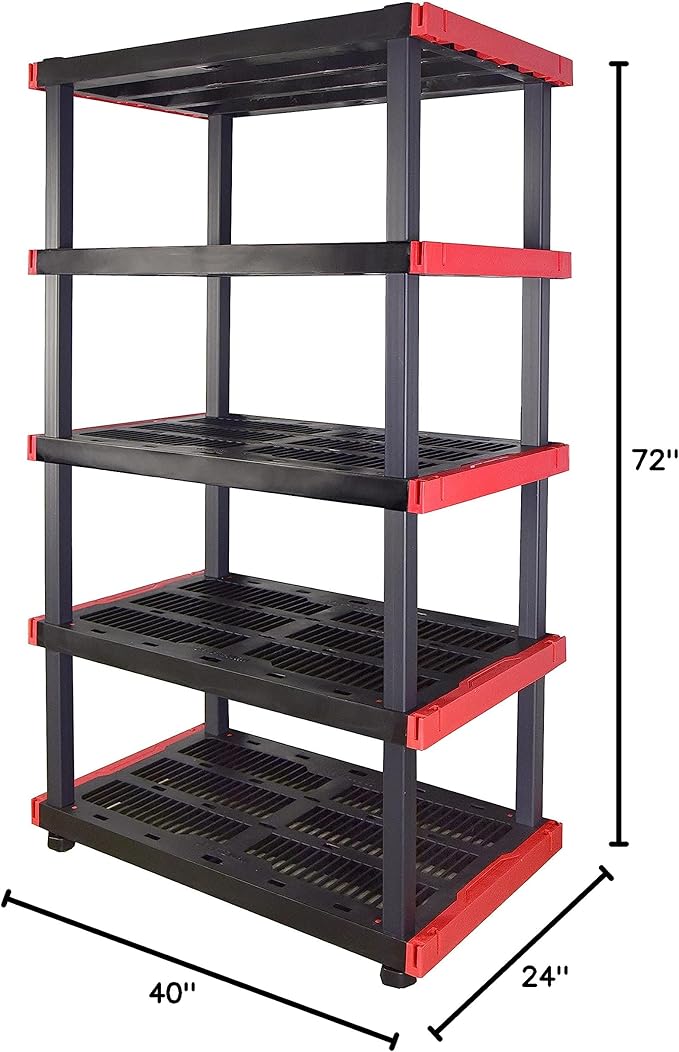 CX Craftsman, 5-Tier Highly Durable Storage Rack, 200lbs/shelf, (72.3”H x 40”W x 24”D), Interlocking Shelving Unit and Weather-Resistant Design, American Made Garage Shelf-NeatNest