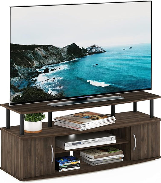 Furinno JAYA Large Entertainment Stand for TV Up to 55 Inch, Columbia Walnut/Black-NeatNest