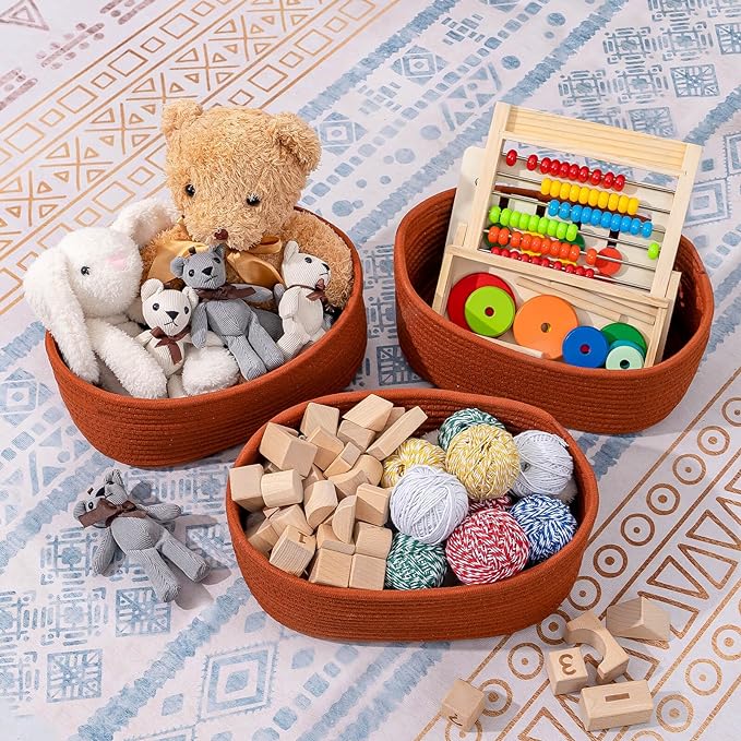CubesLand Toys Closet Storage Organizer Baskets Bins for Cube Ogranizer/Shelving,Woven Basket for Organizing,Decor Basket for Living Room,Bedroom,Perfect for Pet Toy&Food Storage,2pack Brick Red-NeatNest