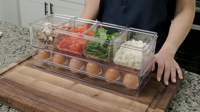 Egg Holder and Fridge Organizer | Clear Food-Grade Plastic Refrigerator Egg Storage Container | Holds Up to 17 Eggs | Dishwasher Safe, Heat and Freezer Resistant | Made in USA