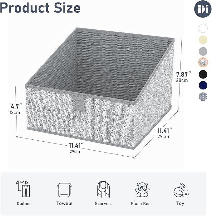 DIMJ Trapezoid Storage Bins, Closet Storage Bins with Handle, Foldable Closet Organizers and Storage Baskets for Toys, Books, Clothes, 8 Packs-NeatNest