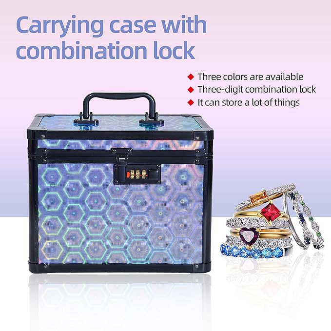 Medication Combination Lock Boxes with Code for Personal Items, Medicine Lockbox for Documents 10 x 7.25 x 7.75 Inches Colorful Blue