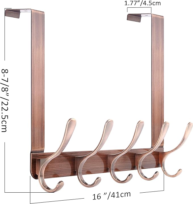 SKOLOO Over The Door Hook, Door Hanger Hooks for Hanging Clothes, Towels, Coats, Hats, Over The Door Towel Hook, Retro Red, Assembly Required