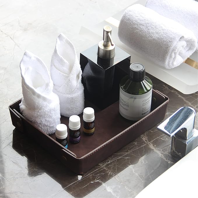 CASIRENA Faux Leather Valet Tray Organizer for Men - Catch-All Tray for Entryway Table Key, Wallet, Watch, Coin Change, Phone, Dresser EDC Dump Jewelry, Bedside Nightstand Desk-top Catchall-NeatNest