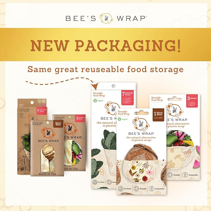 Bee's Wrap Beeswax Wraps for Food - Mushroom Magic 3 Pack (S, M, L) Made in USA Reusable & Organic Food Wraps, Sandwich Wrap & Bowl Covers - Eco-Friendly Alternative to Aluminum Foil & Plastic Wrap-NeatNest