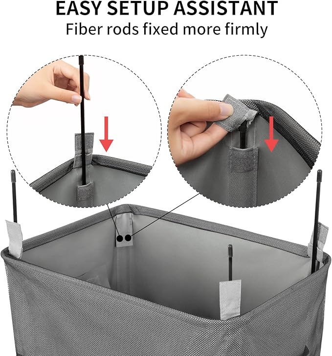 WOWLIVE Large Rolling Laundry Basket Wheels 90L Collapsible Tall Laundry Hamper Handle Foldable Dirty Clothing Basket Fold up Rectangular Hampers for Laundry Dorm Room (Grey)