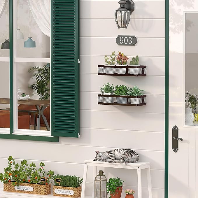 PUSDON Metal Wall Hanging Basket 2 Packs DIY Suitable for Multiple Scenes - Middle Bronze Netting-NeatNest