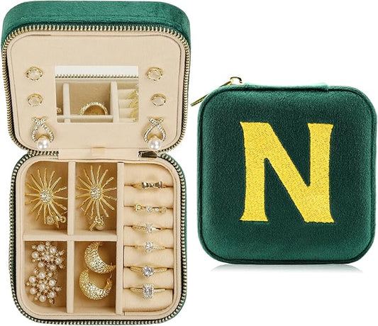 Jenria Mothers Day Gifts for Mon, Travel Jewelry Case for Women, Jewelry Organizer, Jewelry Box, Unique Gifts, Personalized Gifts for Her, Birthday Gifts for Mom, Teen Girl, Girlfriend, Green, N-NeatNest