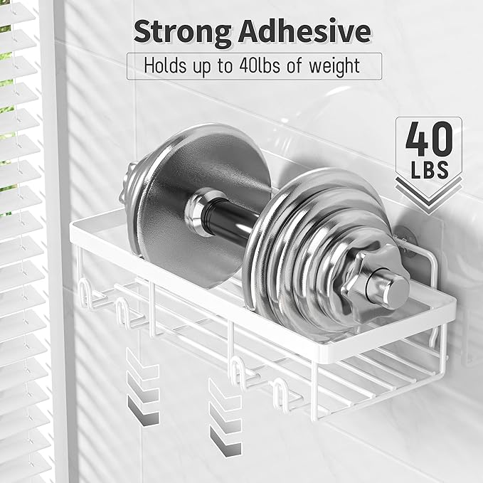10 Pack Shower Caddy Organizer Rack Shelf for Inside Shower, Self Adhesive Wall Storage Basket Rustproof Stainless Steel Shampoo Holder Bathroom Accessory Decor Set, White-NeatNest