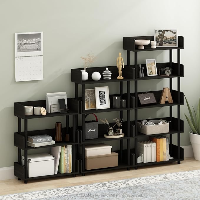 Furinno Turn-N-Tube 3-Tier Freestanding Multipurposes Display Rack, Bookshelf, Espresso-NeatNest