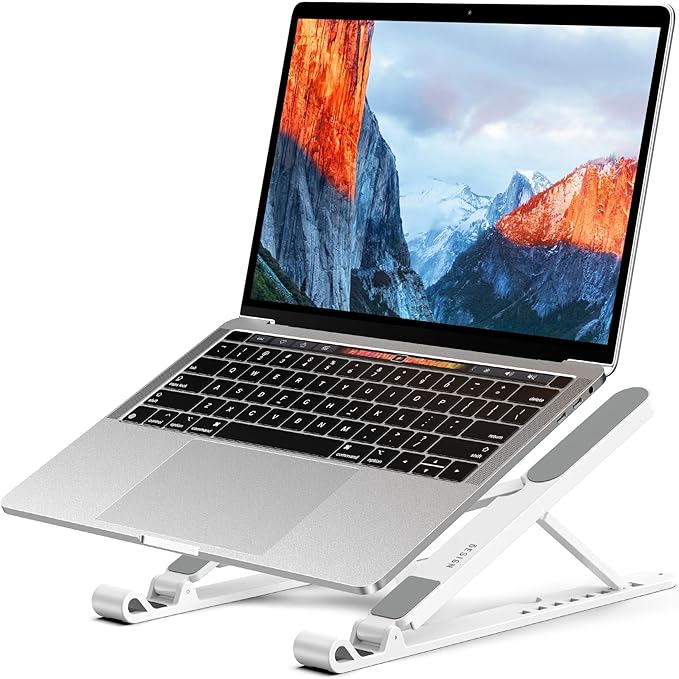 BESIGN LS01 Pro Ergonomic Laptop Stand, Plastic Laptop Riser, Portable and Adjustable Notebook Computer Holder Compatible with 10-15.6" Laptops (White)-NeatNest